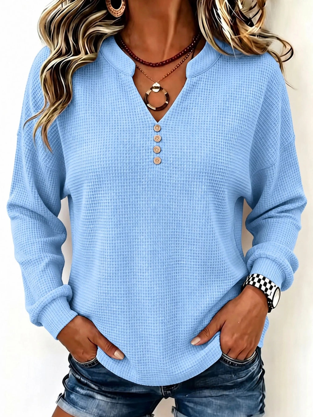 V-Ausschnitt Langarmshirt – Bild 5 | LuxeStyle