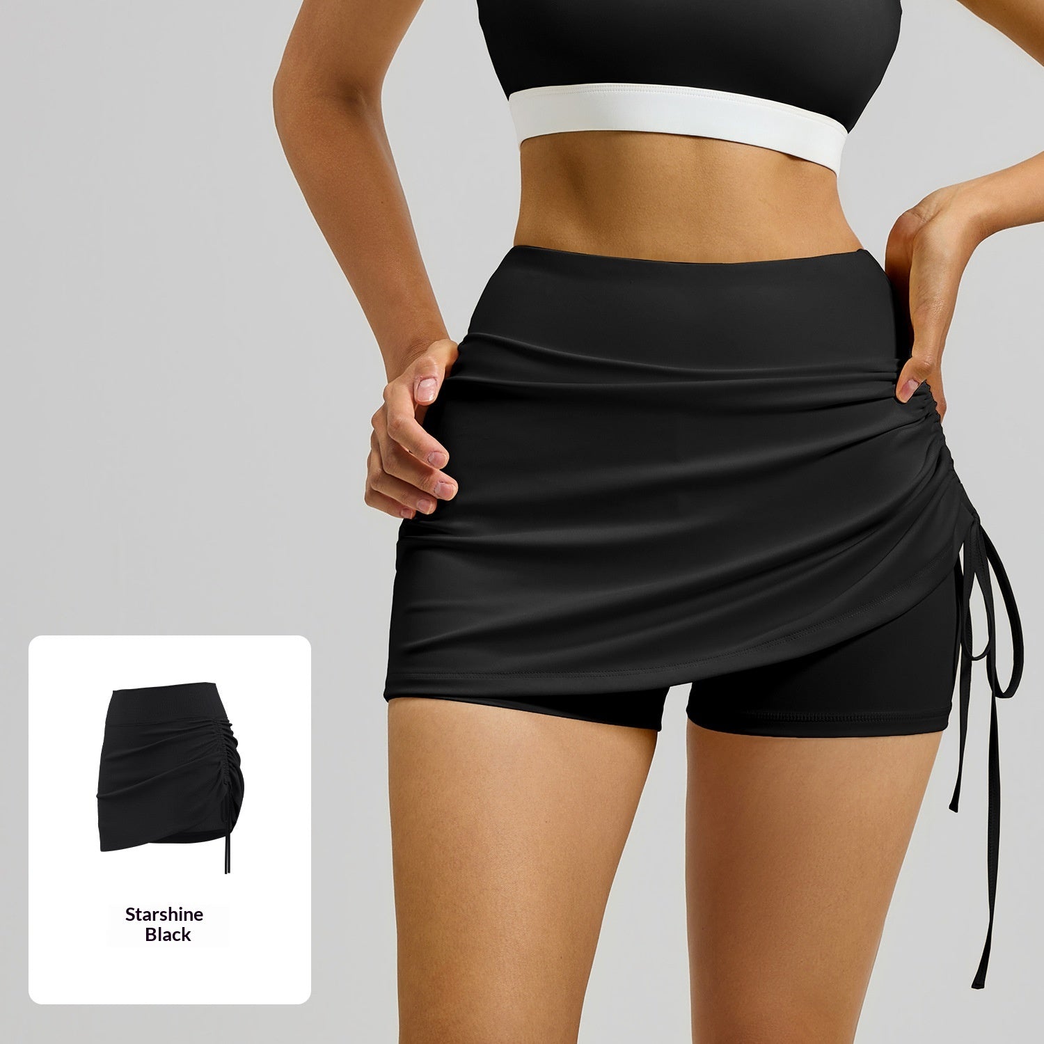 High-Waist geraffter Sportrock für Damen