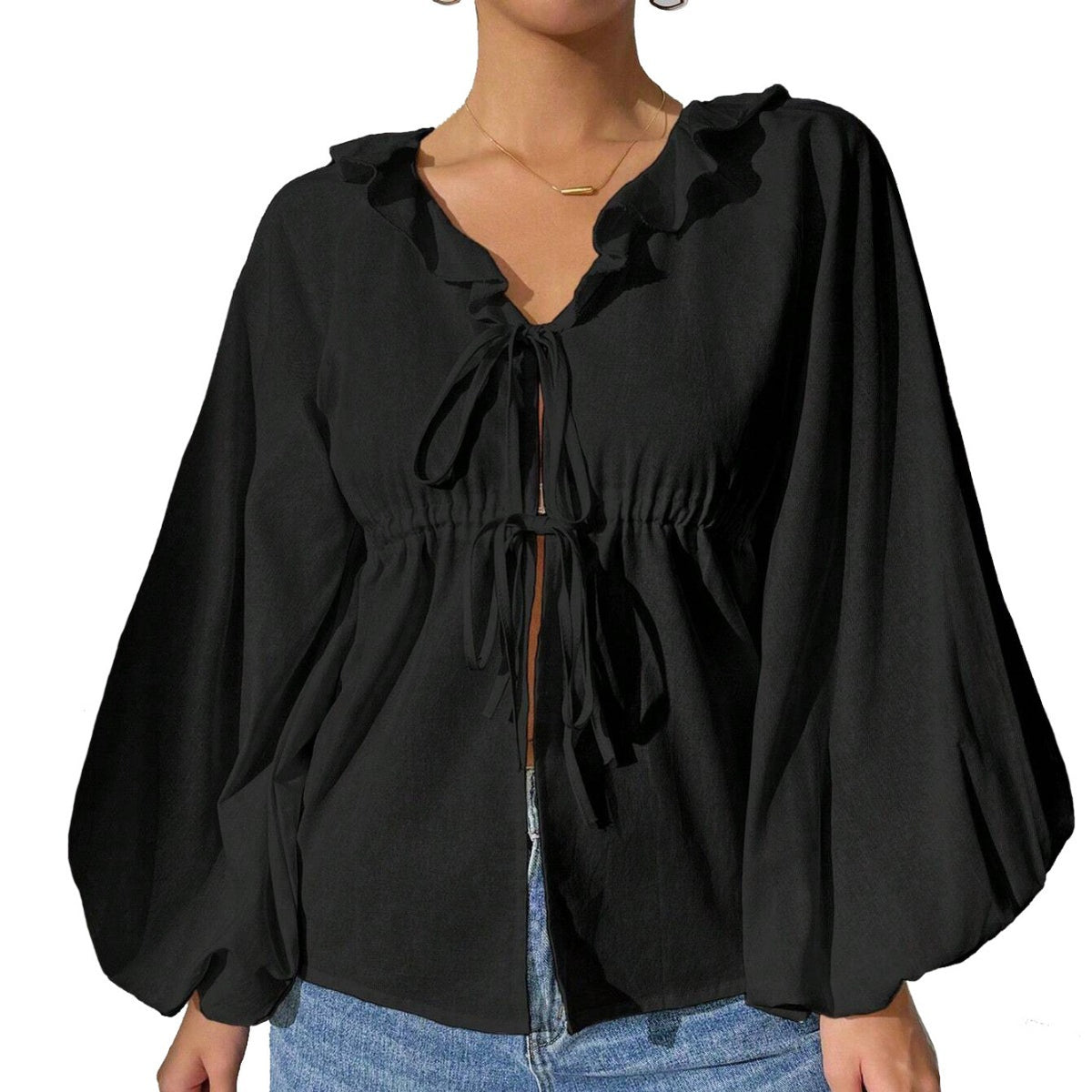 Elegantes Langarm-Top mit Fledermausärmeln – Bild 2 | LuxeStyle