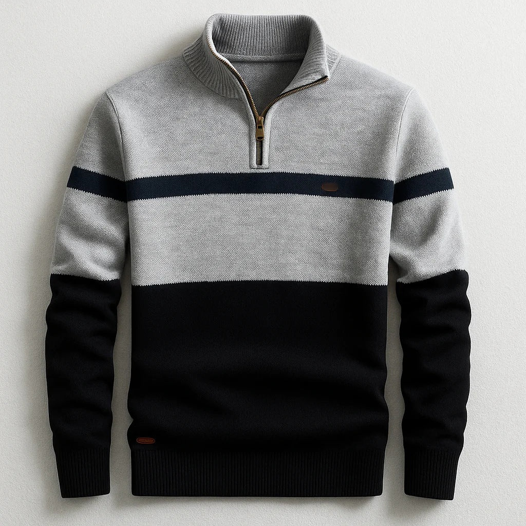 Herren Strickpullover mit Stehkragen und Half-Zip