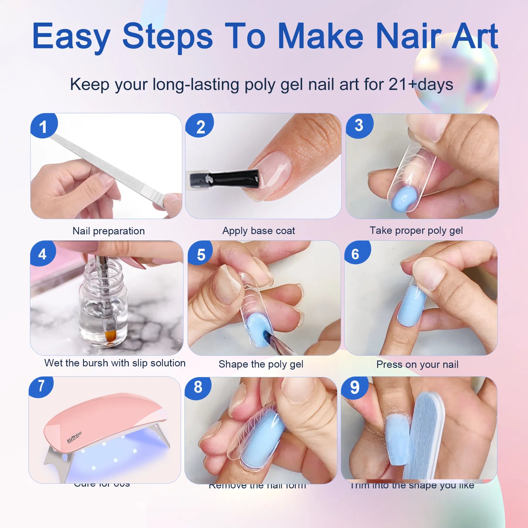 Polygel-Nagelset «Komplett» 6-tlg + UV-Lampe