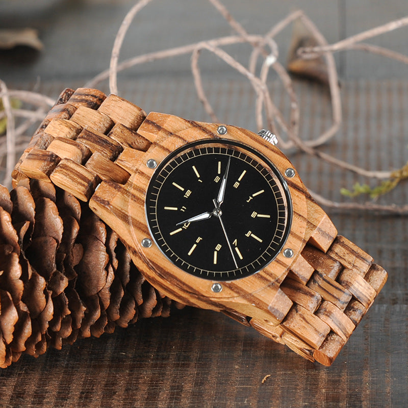 Holzzeigerstil Quarzuhr Armband