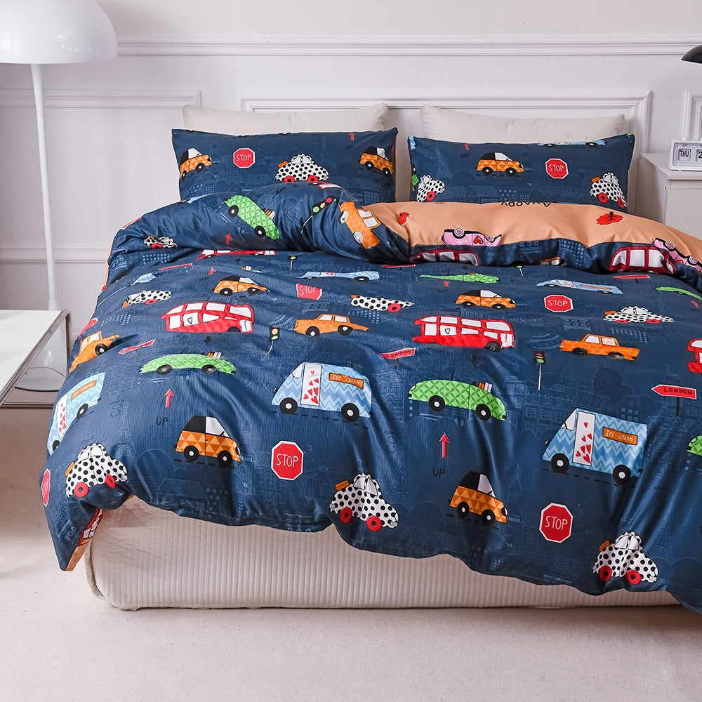 Kinderbettwäsche Set mit Druckdeckbezug & Kissen