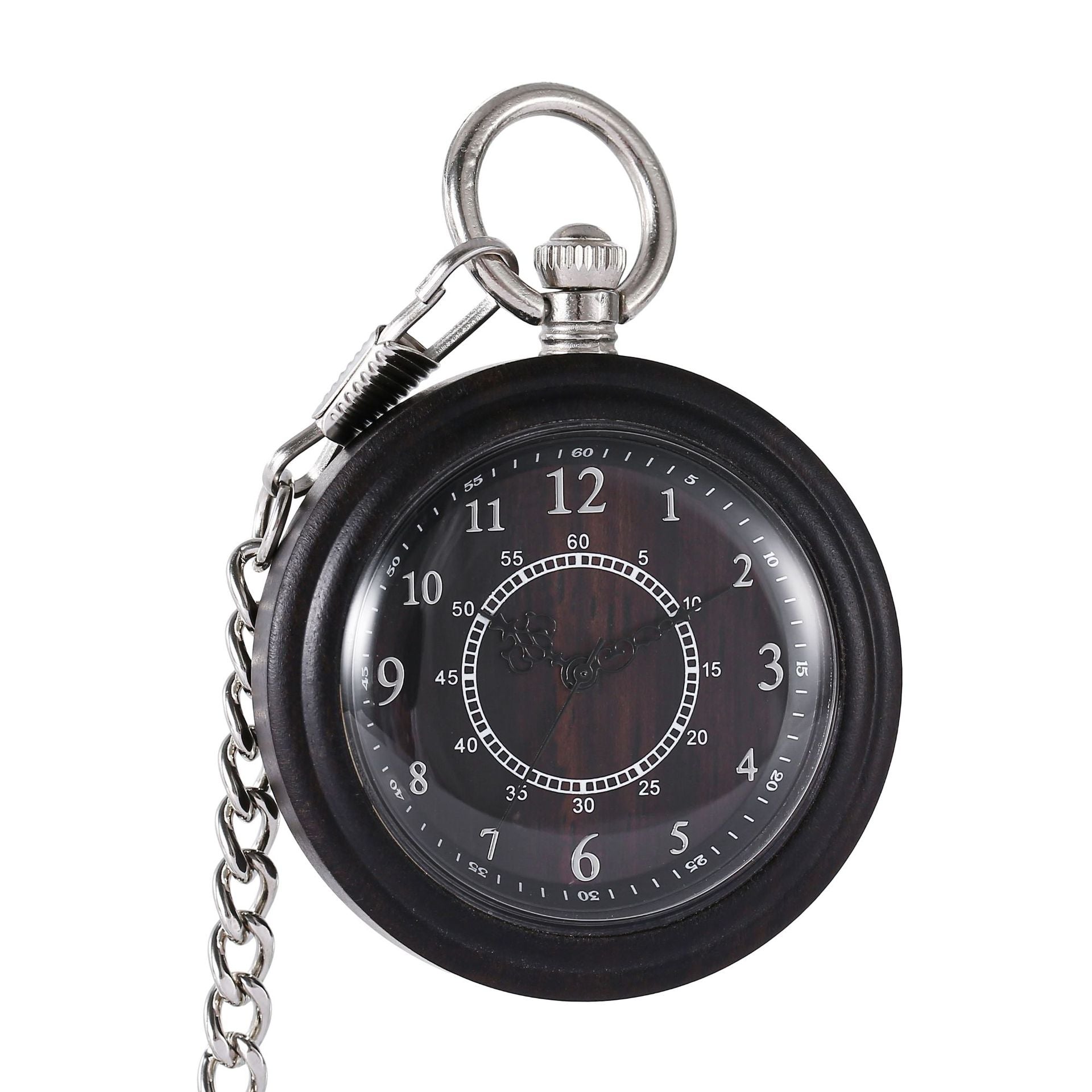 Holz-Taschenuhr mit rauer Kette