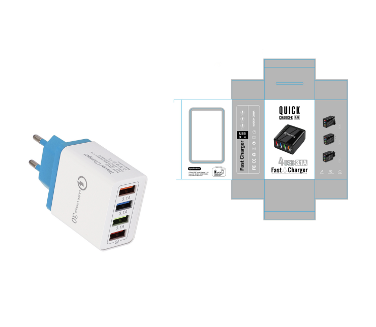 USB-Ladegerät mit 4 Ports und Quick Charge 3.0