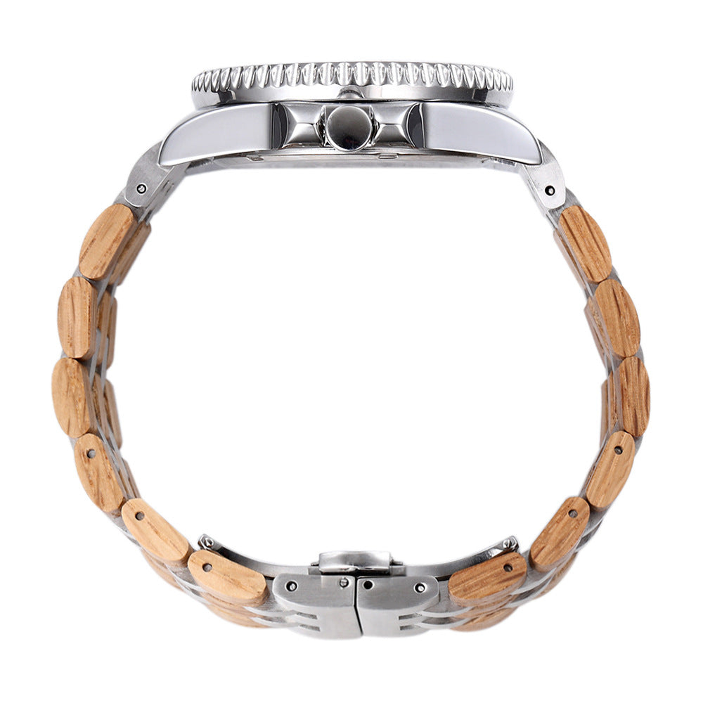 Sportliche Herrenuhr mit Holz- und Stahl-Elementen – Bild 9 | LuxeStyle