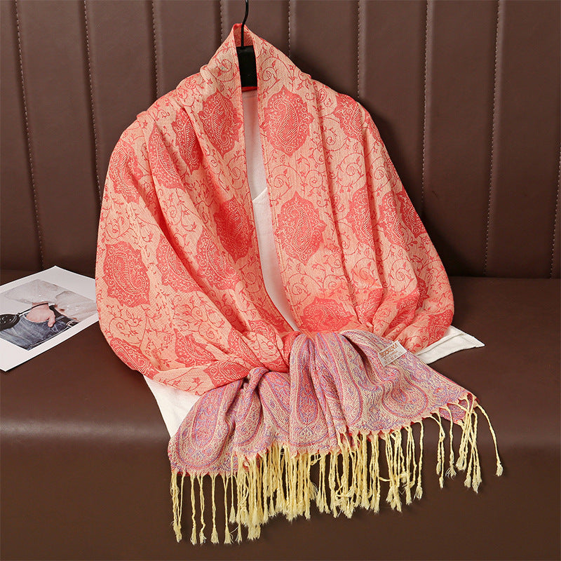 Jacquard-Schal mit Fransen – Vintage-Stil – Bild 4 | LuxeStyle