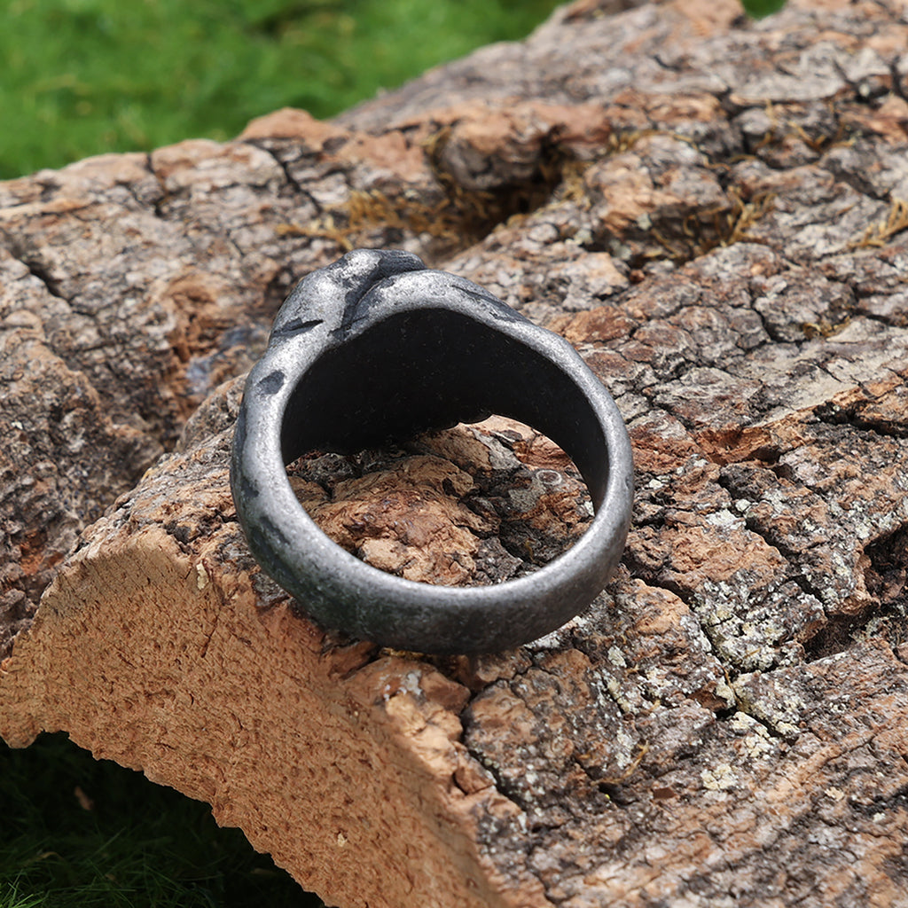 Retro-Ring aus Titanstahl mit Antik-Finish