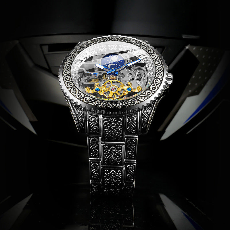Herrenuhr im Retro-Look mit Skelett-Zifferblatt – Bild 3 | LuxeStyle