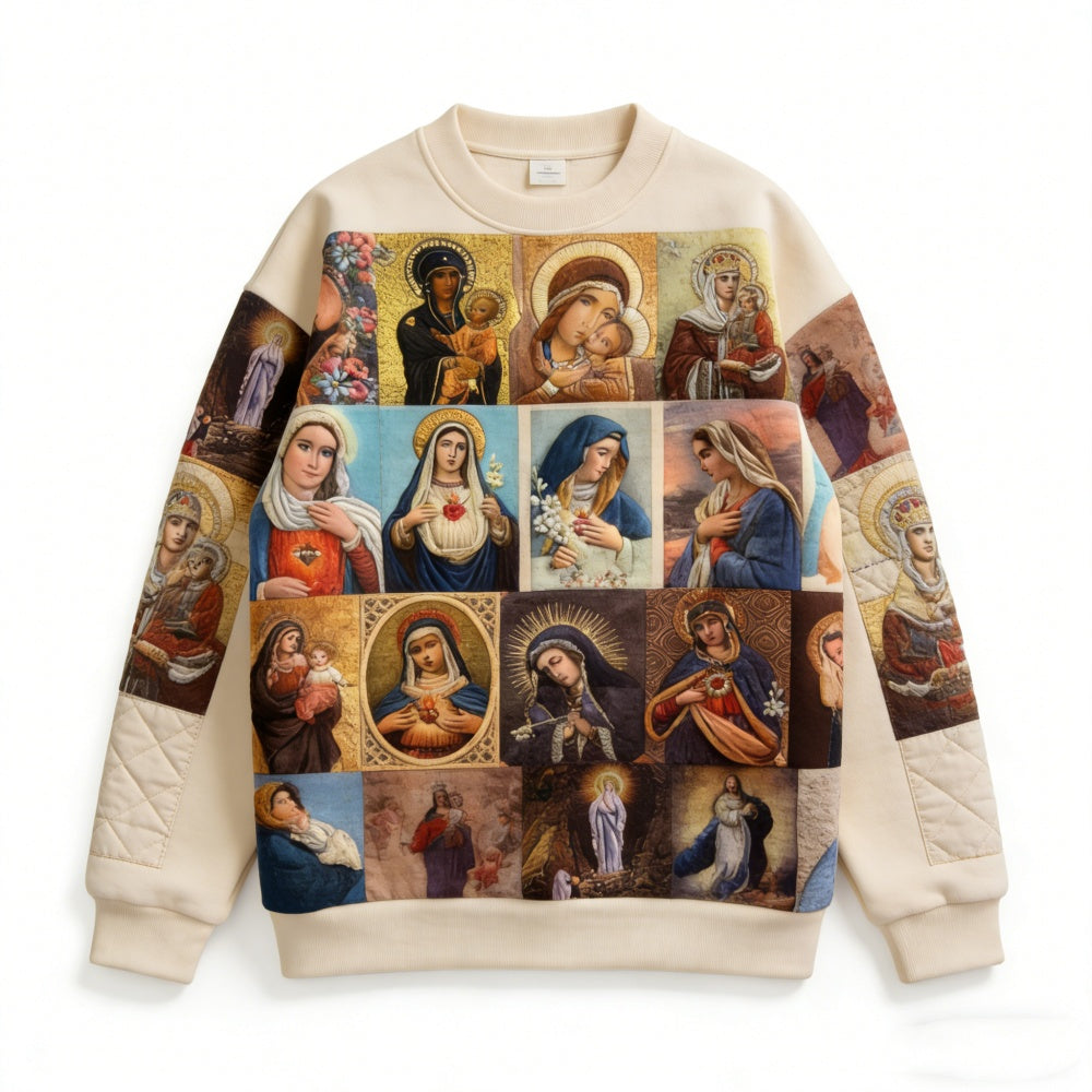 Lockeres Sweatshirt mit Virgin Mary Print