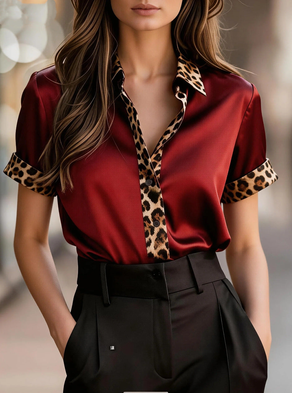 Leoparden-Print Satin Bluse – Bild 5 | LuxeStyle