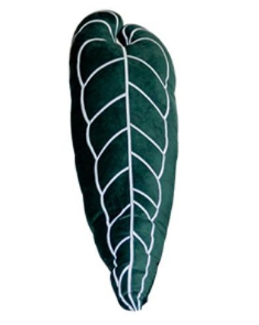 Monstera Kissen, weiss, Brokat