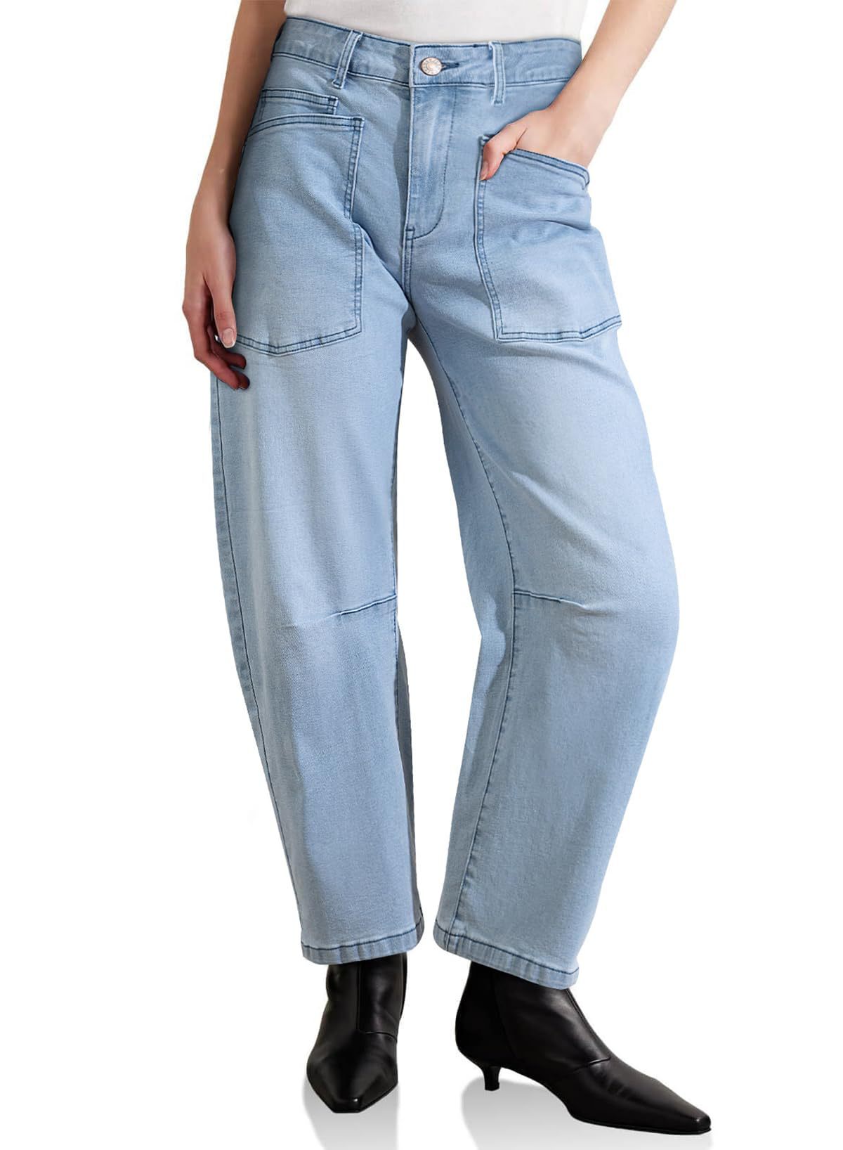 Modegewaschene High-Waist-Jeans für Damen