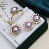 Farbe: Rosa / Lila Set 8–9 mm, mit Metallgürtel, Geschenkboxen