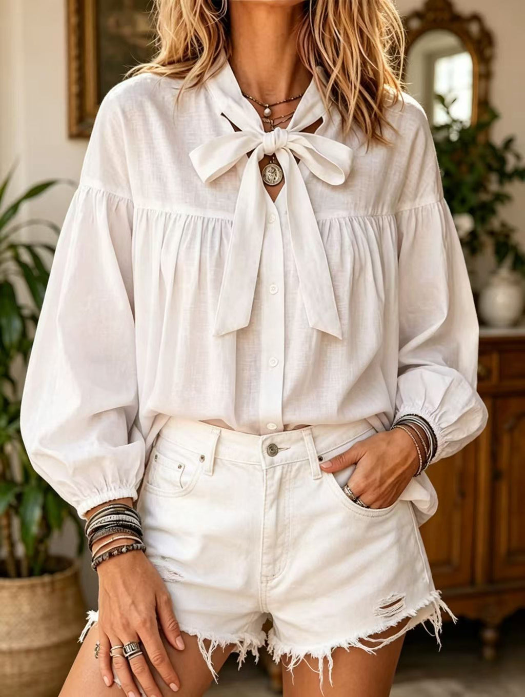 Puffärmelige Bluse