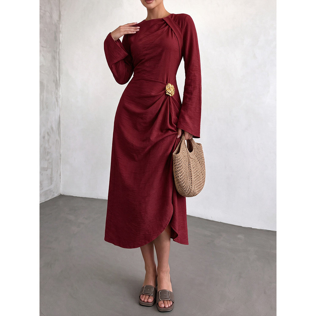 A-Linien Kleid mit Blumen-Ausschnitt, hohe Taille – Bild 2 | LuxeStyle