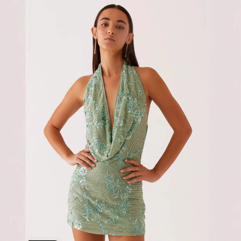Elegantes Neckholder-Kleid mit V-Ausschnitt