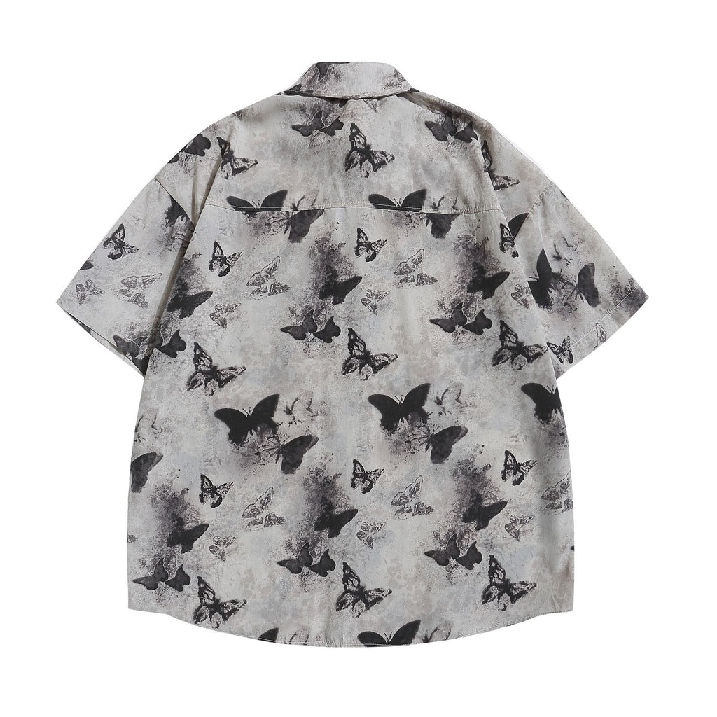 Loose Fit Halbarm-Shirt mit Schmetterlings-Print – Bild 4 | LuxeStyle