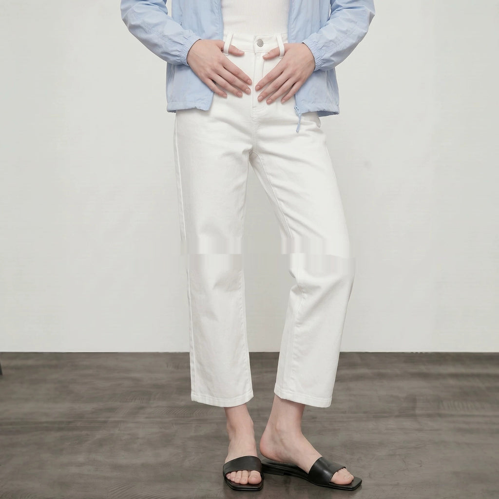 Weisse Wide-Leg Jeans aus Lyocell-Faser