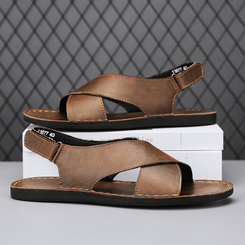 Handgenähte Sandalen mit Klettverschluss für Herren