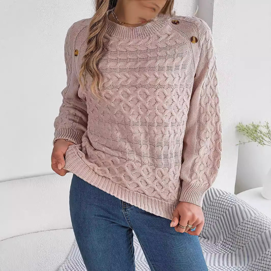 Pullover mit Knopfleiste und Puffärmeln