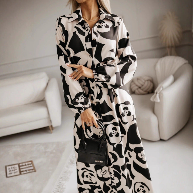 Bedrucktes Langarm-Hemdblusenkleid – Bild 5 | LuxeStyle