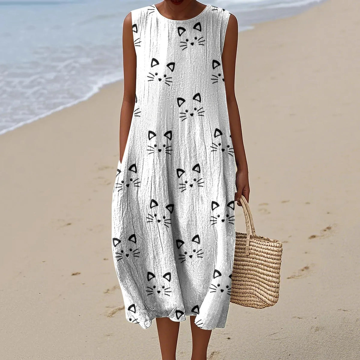 Ärmelloses Midikleid mit 3D-Print – Bild 2 | LuxeStyle