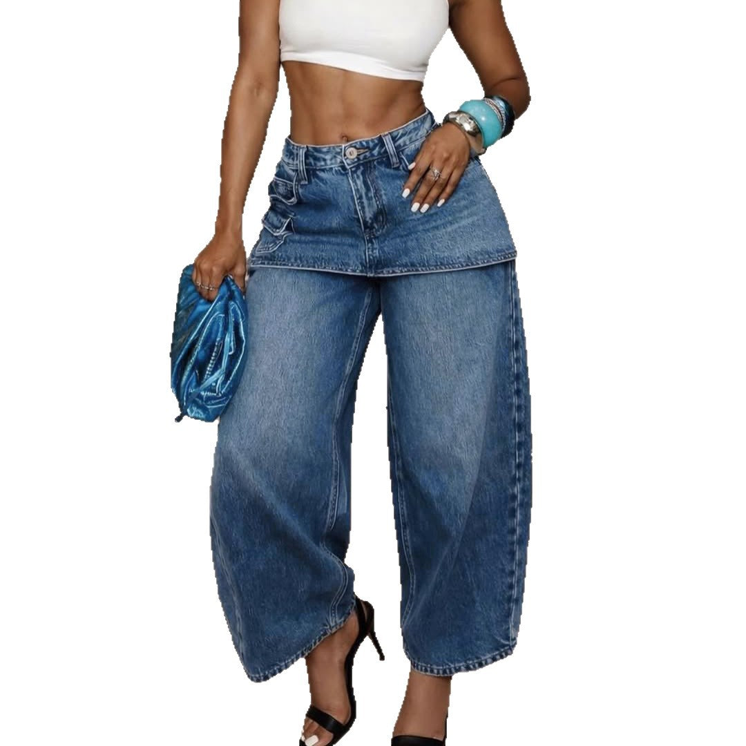 Retro-Style 2-teilige Weitbein-Jeans