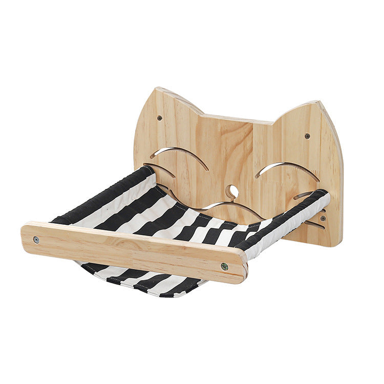 Wandmontierte Katzen-Kletterplattform aus Massivholz