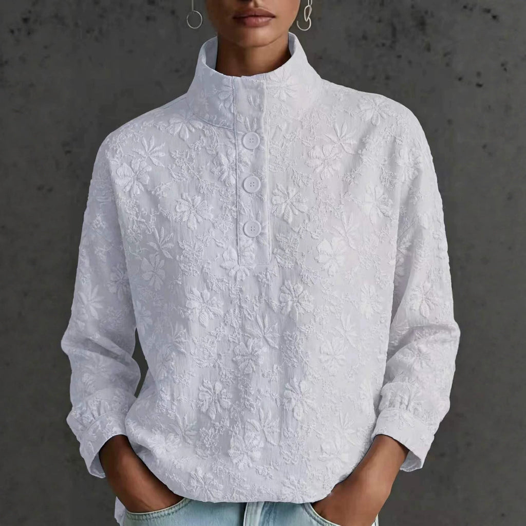 Stehkragen Pullover mit halber Knopfleiste