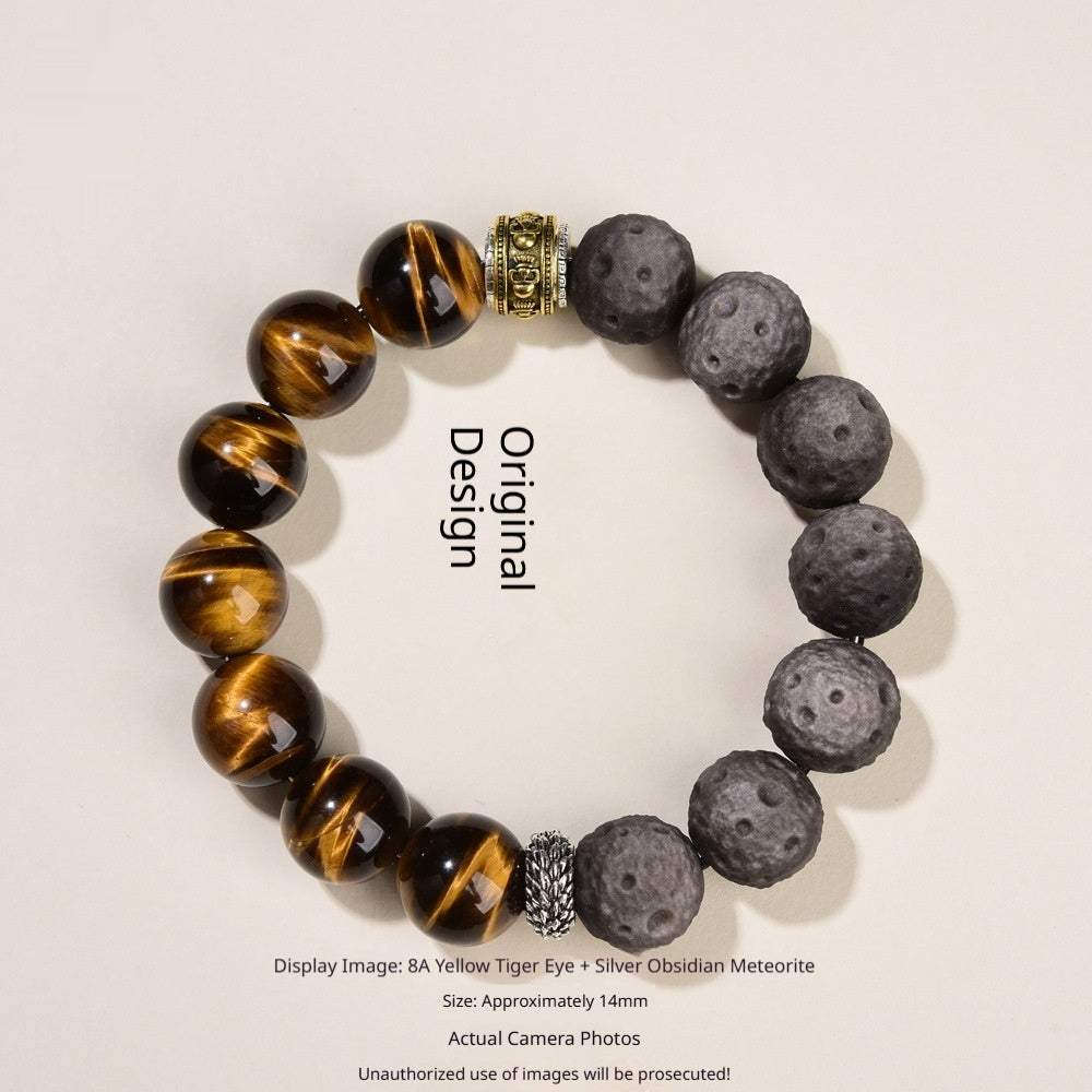 Naturstein-Armband «Obsidienne» – Tigerauge & Obsidian
