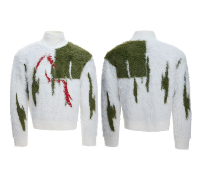Pullover mit Fuchs-Faux-Fur-Kontrast
