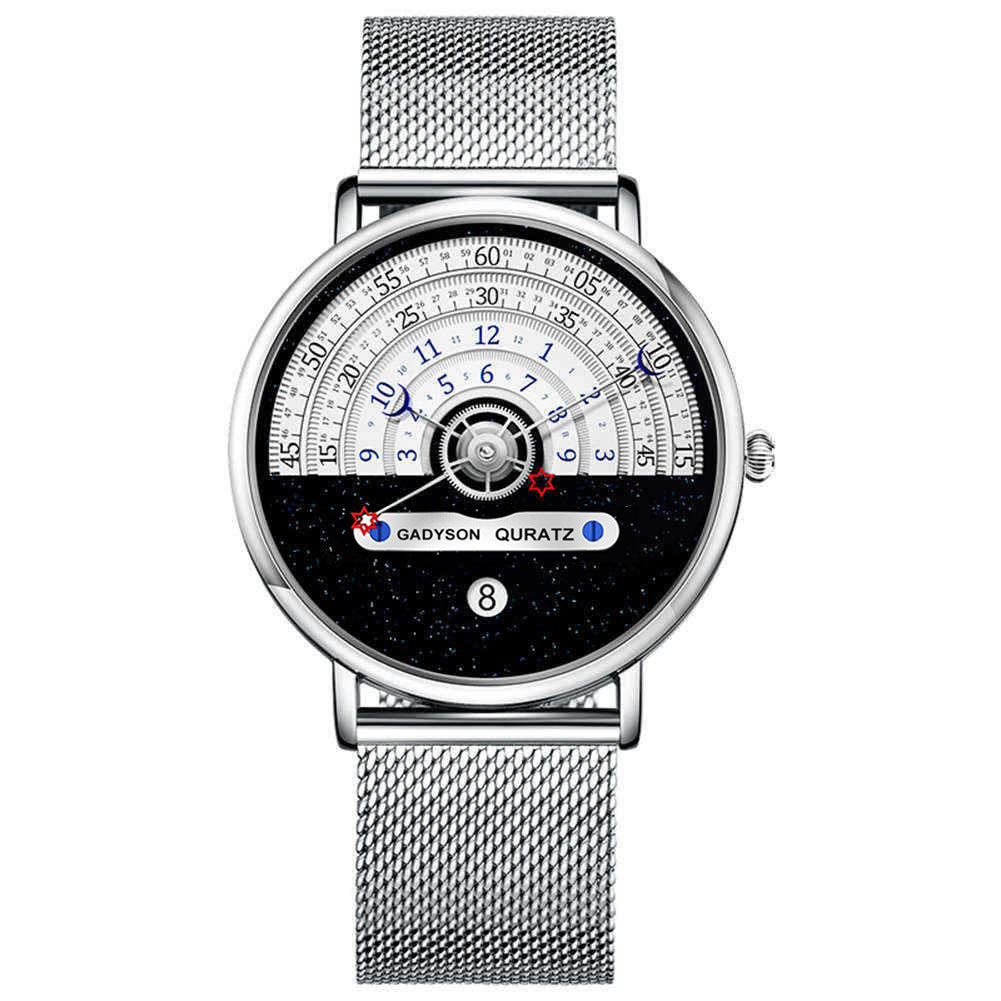 Quarz-Herrenuhr mit Kalender und Milanaise-Armband – Bild 1 | LuxeStyle