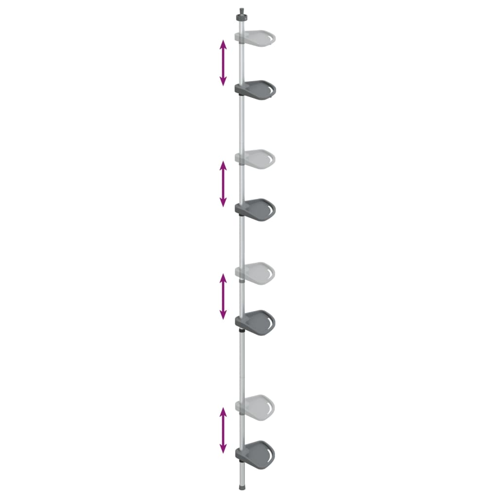 Teleskop Eckregal, 4 Etagen, Silber