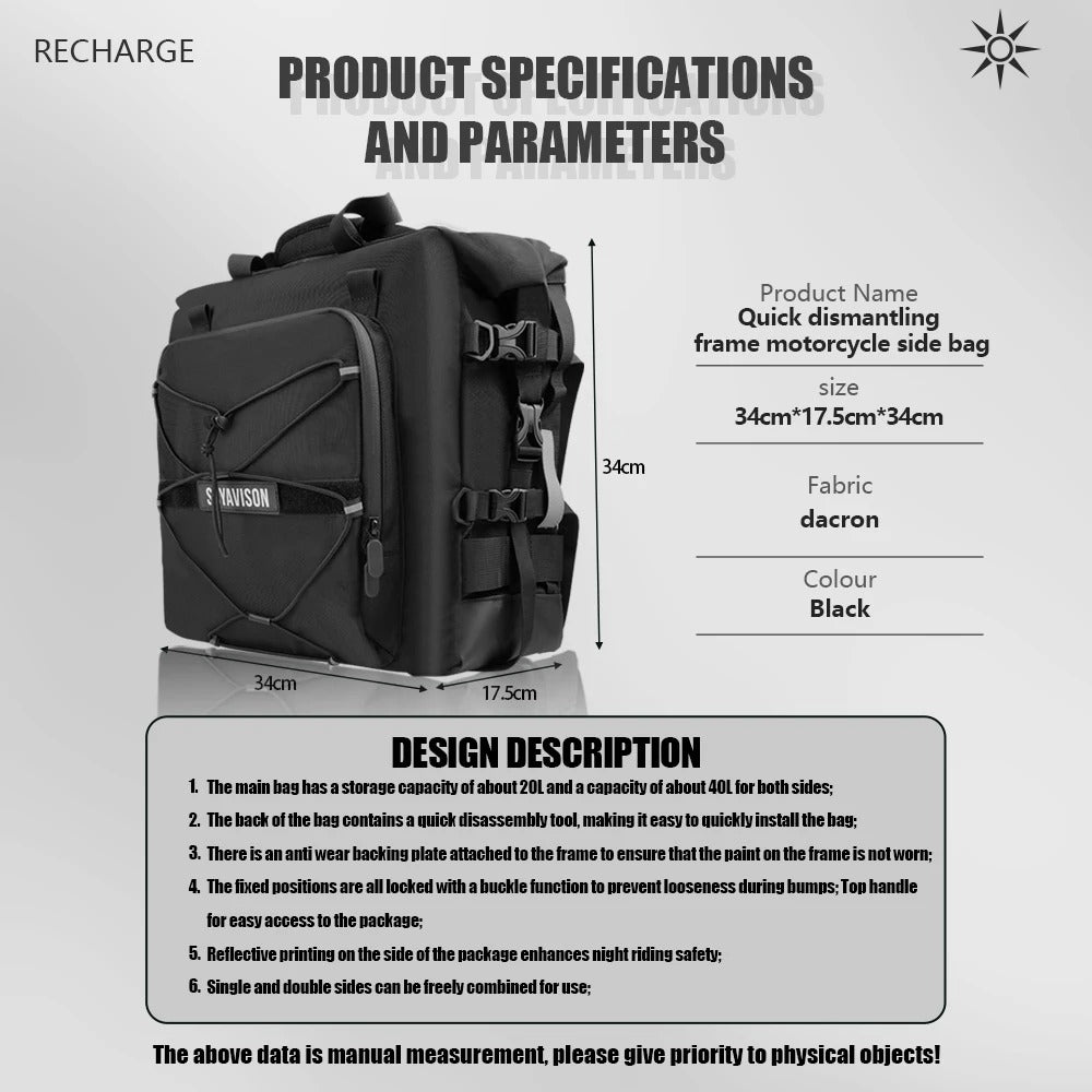 Motorrad-Satteltasche 20L