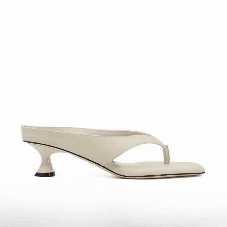 Mid-Heel Zehenriemen-Sandalen aus Leder