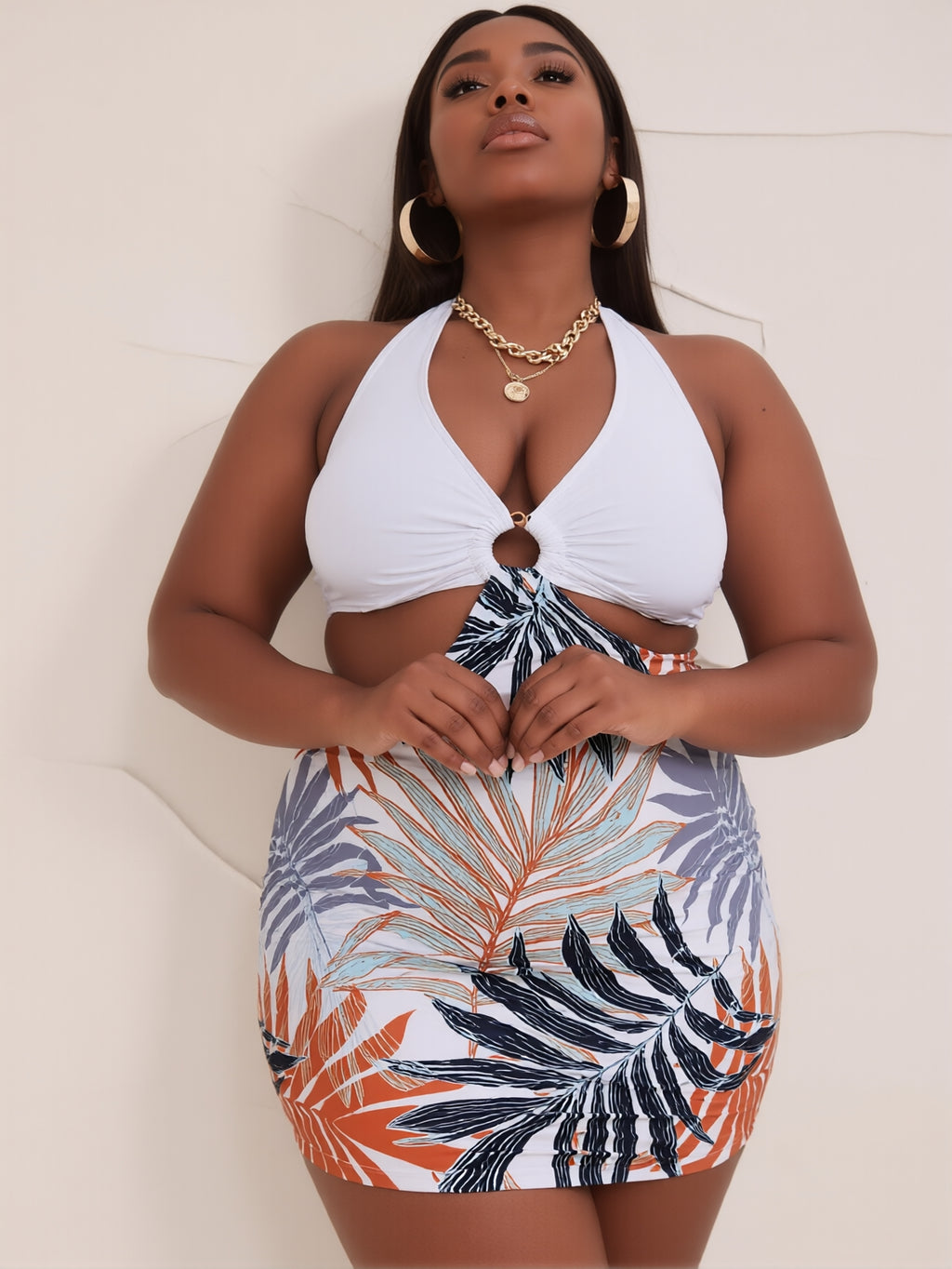 Eleganter Tankini mit hohem Kragen und Bikinihose