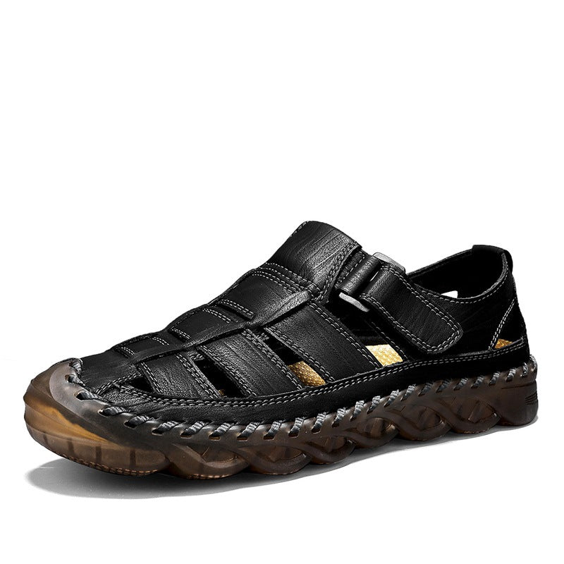 Herren-Strandsandalen aus Leder mit Zehenschutz