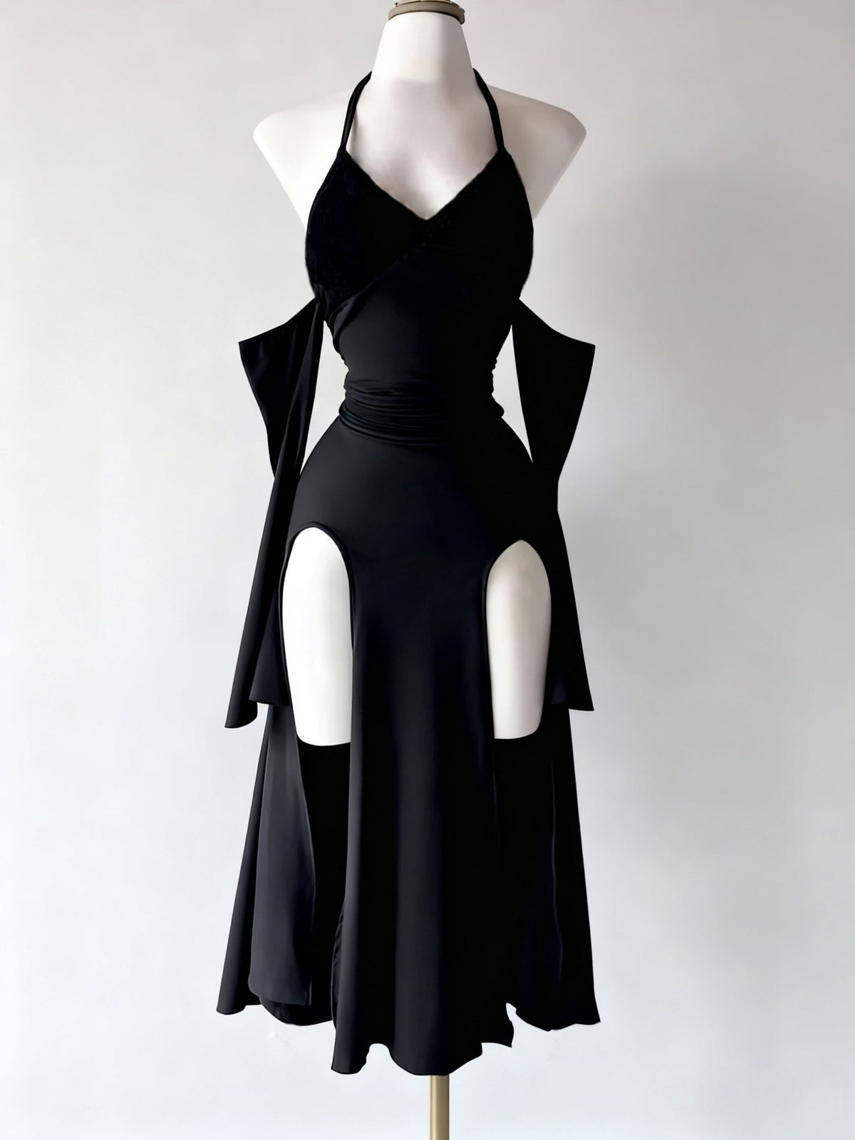 Halterneck Off-Shoulder Schlitz-Kleid – Bild 2 | LuxeStyle
