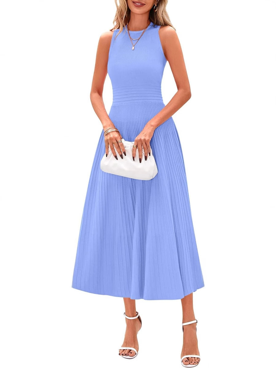 Ärmelloses Midikleid mit A-Linie und Falten – Bild 2 | LuxeStyle