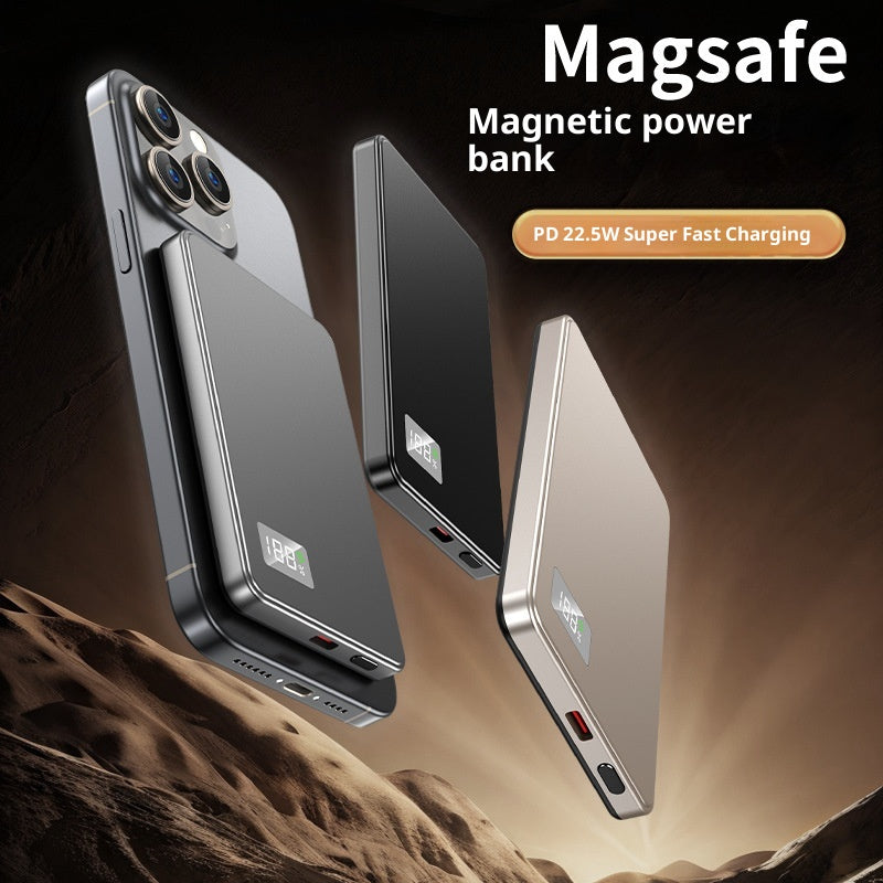 Ultradünne magnetische Powerbank mit Schnellladekabel