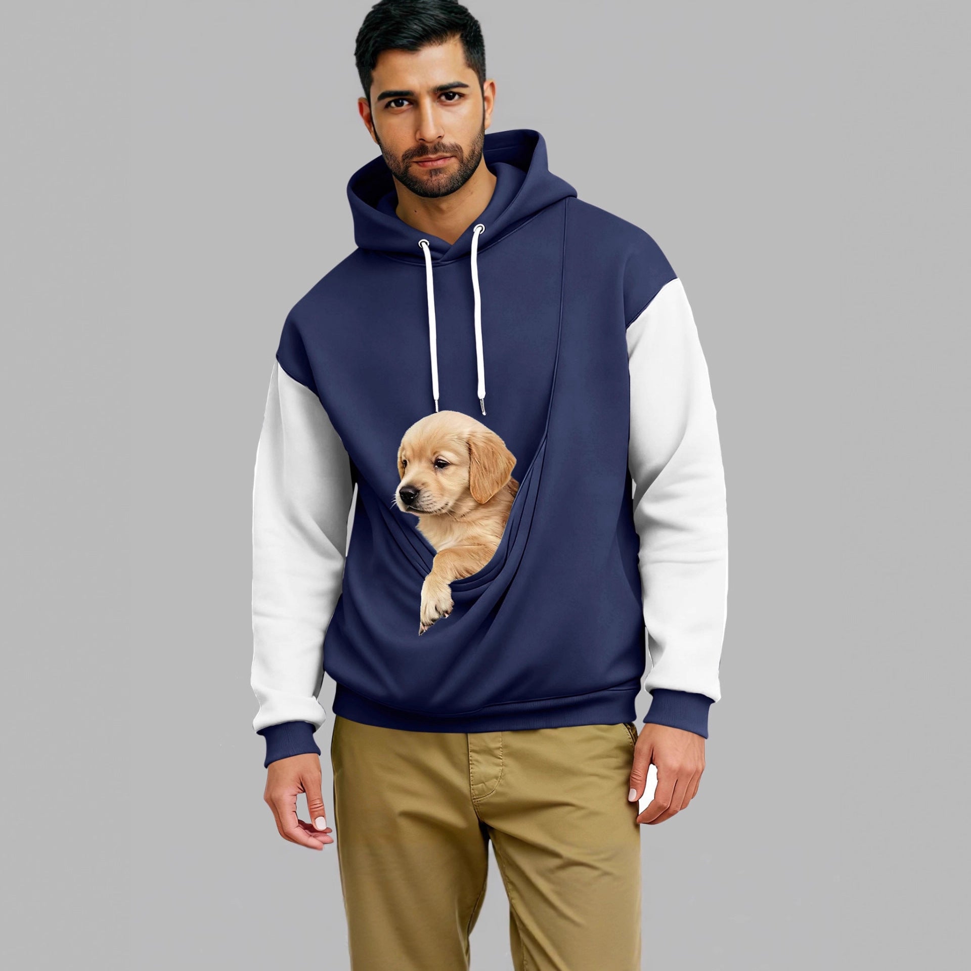 Retro-Hoodie mit Farbblock-Muster