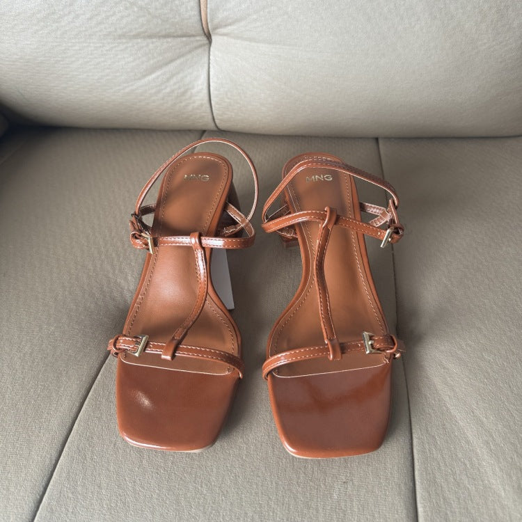 Elegante High-Heel Sandalen mit eckiger Spitze