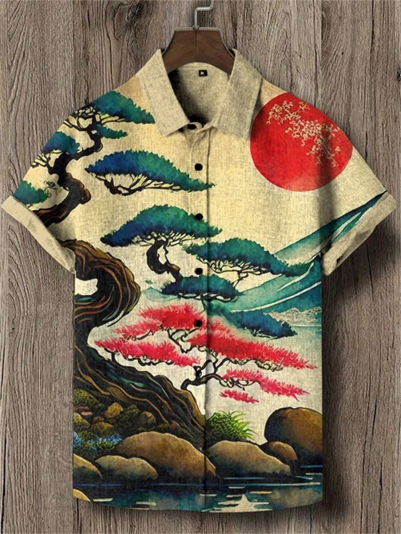 Retro Tribal Kurzarm-Shirt Herren