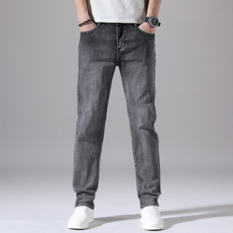 Herren-Retro Stretchhose Gerade Dunkelgrau