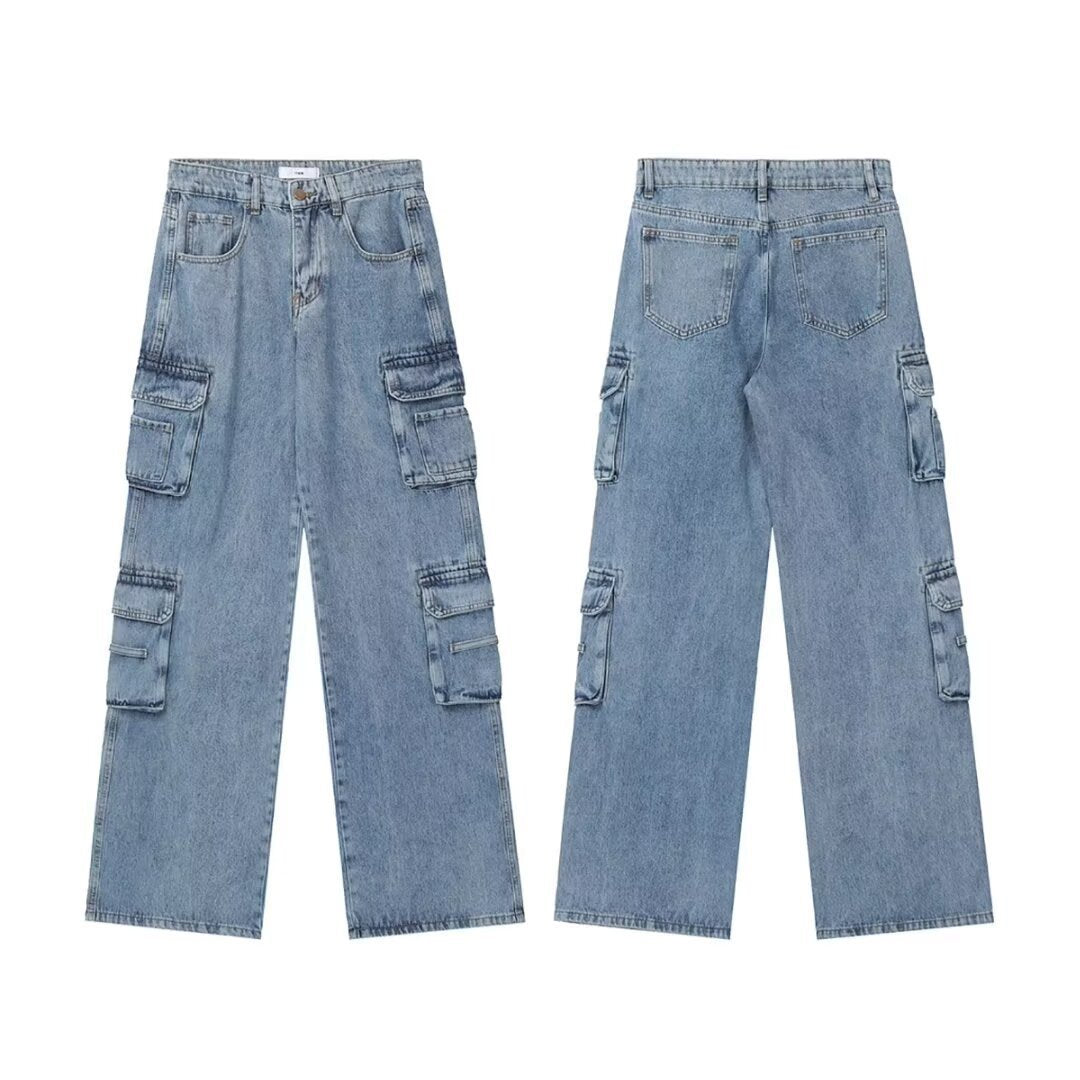 Straight-Leg Jeans mit Waschung und Taschen
