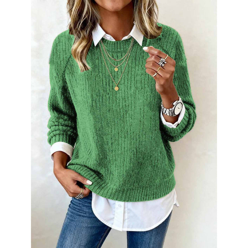 Freizeit-Pullover mit Rundhals und langen Ärmeln