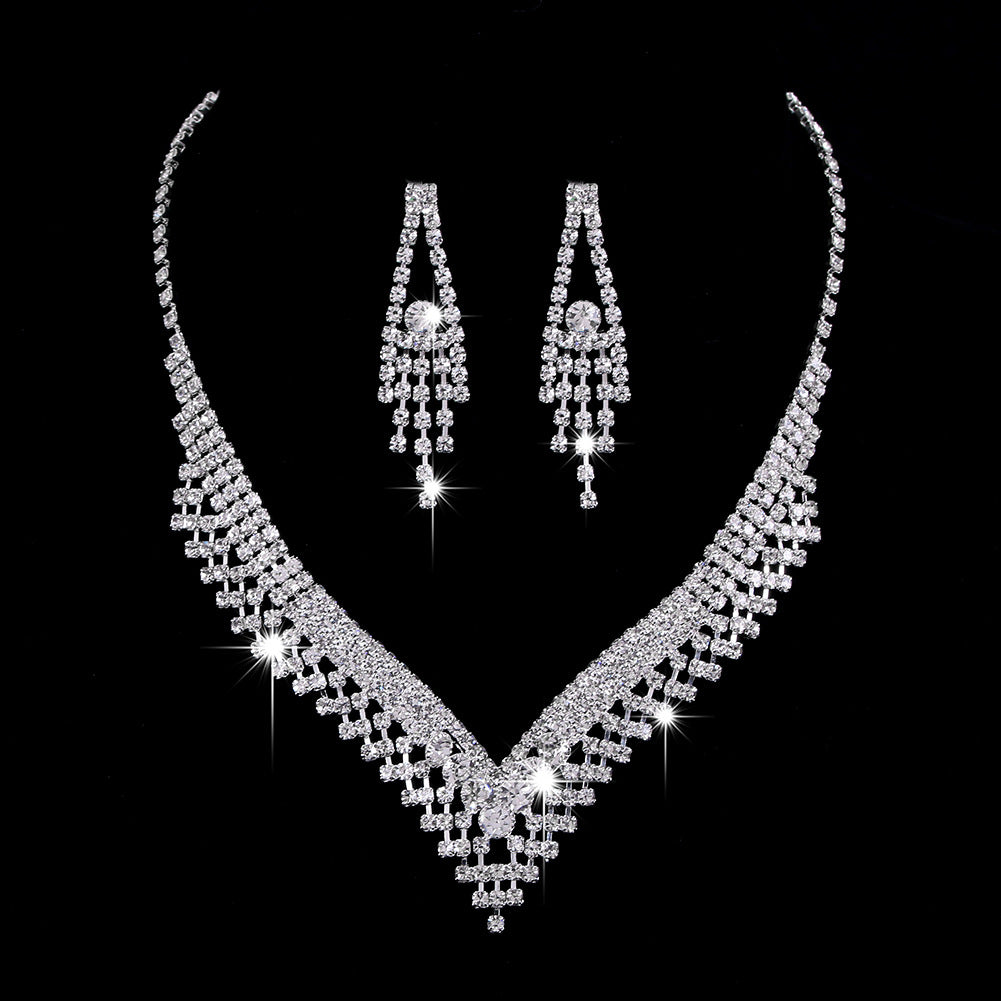 Rhinestone Halskette und Ohrringe