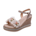 Muffin Wedge Sandalen mit Blüten und Schnalle – Bild 8 | LuxeStyle
