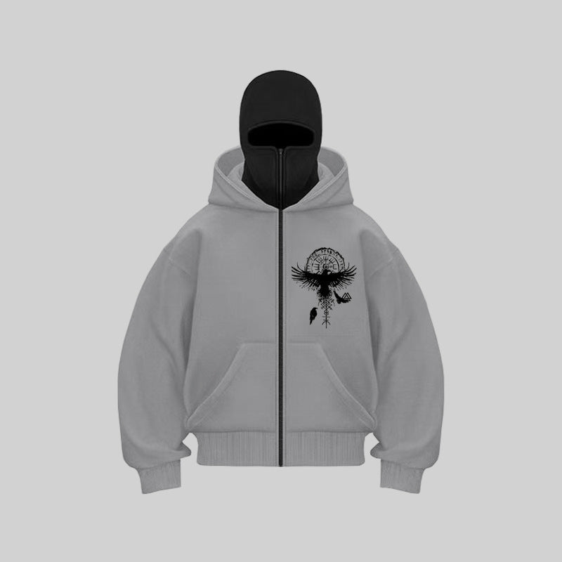 Gothic Kapuzenpullover mit Reissverschluss